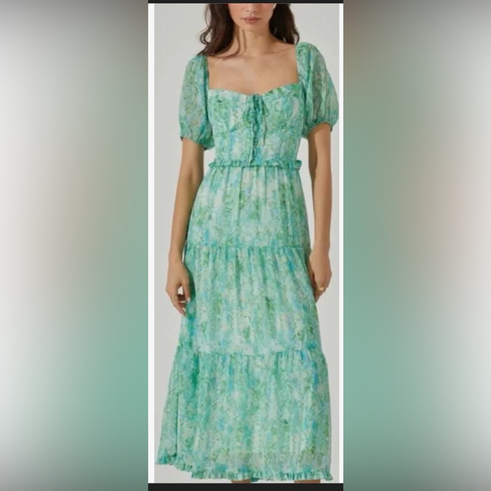 Astr Green Floral Dress